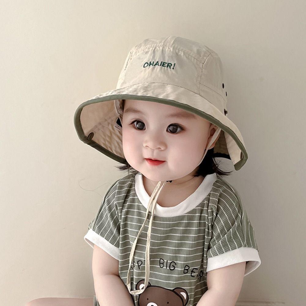 Korean Letter Baby Bucket Hat Summer Fisherman Hat Cute Children Sunhat Boys Girls