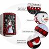 Christmas Shower Curtain Set With,Winter Snowman Snowflake Berry Red Black Grid Washable Cloth Polyester Fabric Shower+Curtain