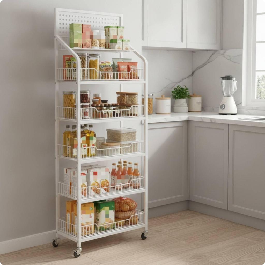 Snack Storage Rack Floor Standing Metal Display with Hooks Mobile