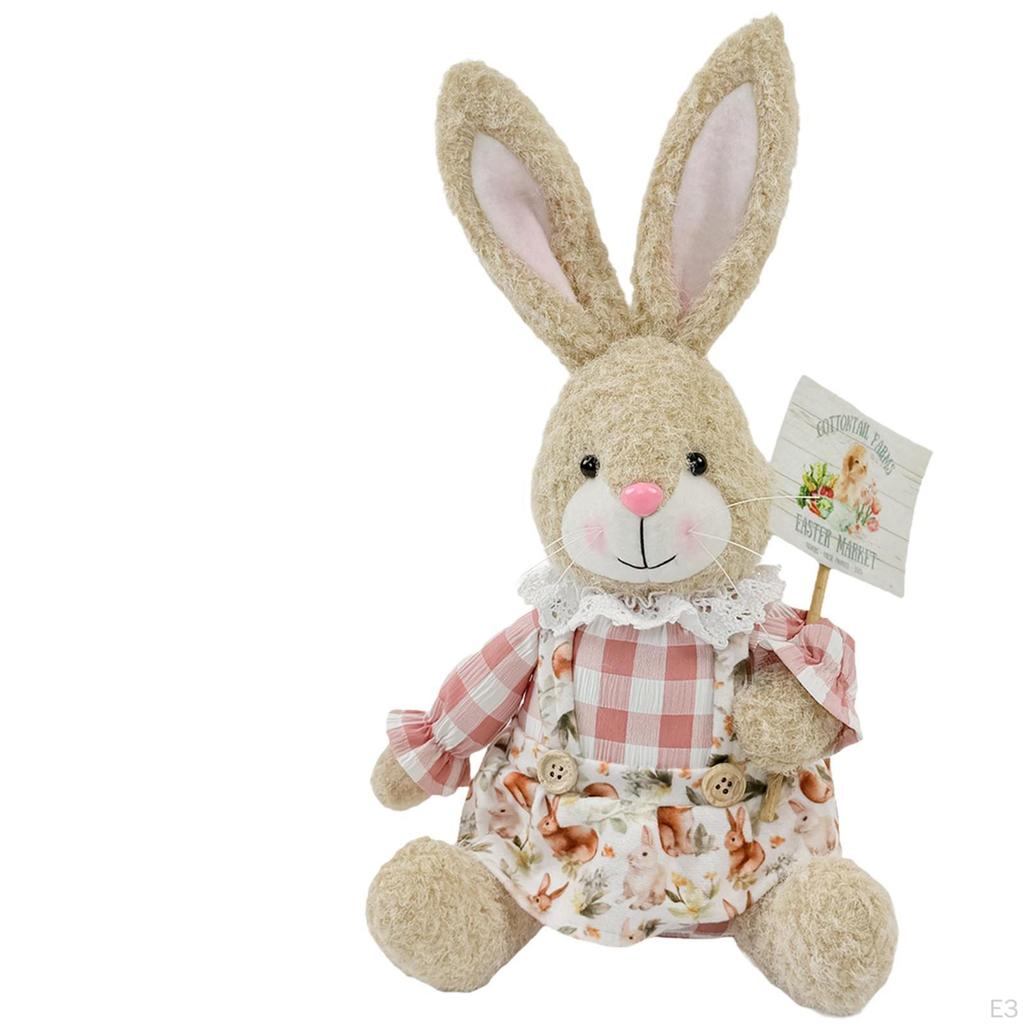 Easter Bunny Figurine Doll Ornament Collectible Cute Figure Statue for Cabinet Farmhouse