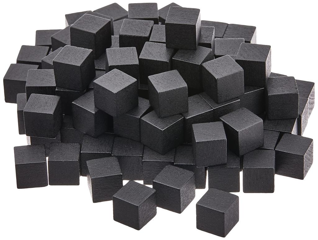 Black 14mm wooden cubes 100 (approx. pieces)