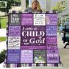 Christian Scripture Patchwork Fleece Blanket "I Am a Child of God" Religious Throw Blanket Cozy for Spiritual Home Decor & Gift