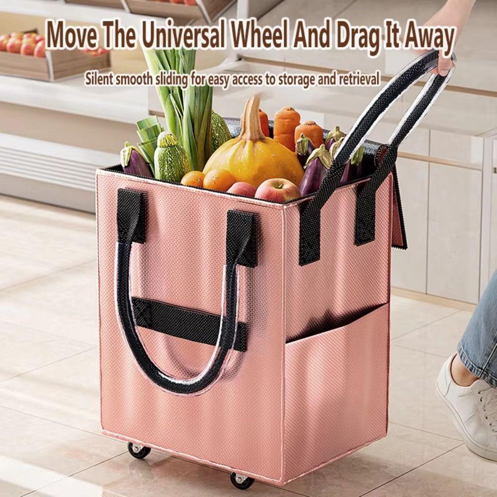 Long Handheld Roller Skating Shopping Bag Foldable Portable Shopping Trolley Large Capacity Lightweight Pull Cart with Wheels