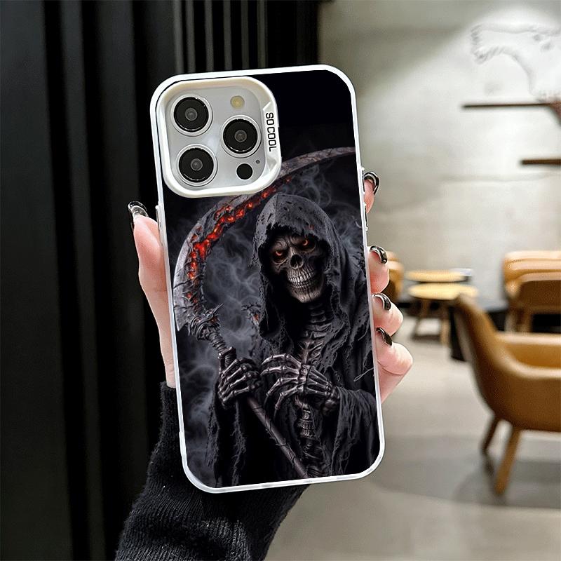 Tod Sensenmann Schädel Sense Weiche Handyhülle für iPhone 15 16 17 Pro Max 17Air 16E 14 Plus 13 12 Mini Stoßfeste Hülle Rückseite Sh