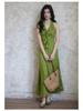 Er Yang Design French Floral Green Halter Neck Maxi Dress, V-neck Sleeveless Long Dress for Women