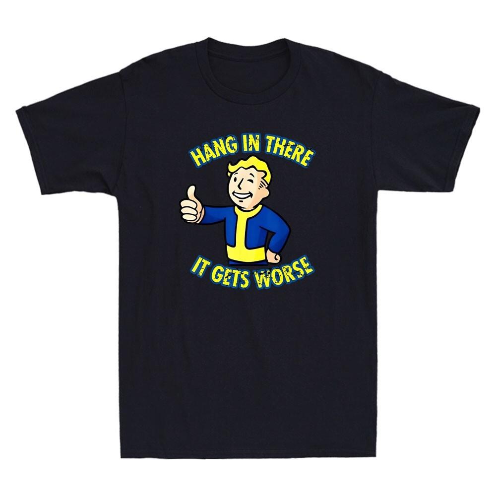 Hang In There It Gets Worse Funny Cartoon Meme Sarcastic Quote Retro Men T-Shirt Unisex T-Shirt S