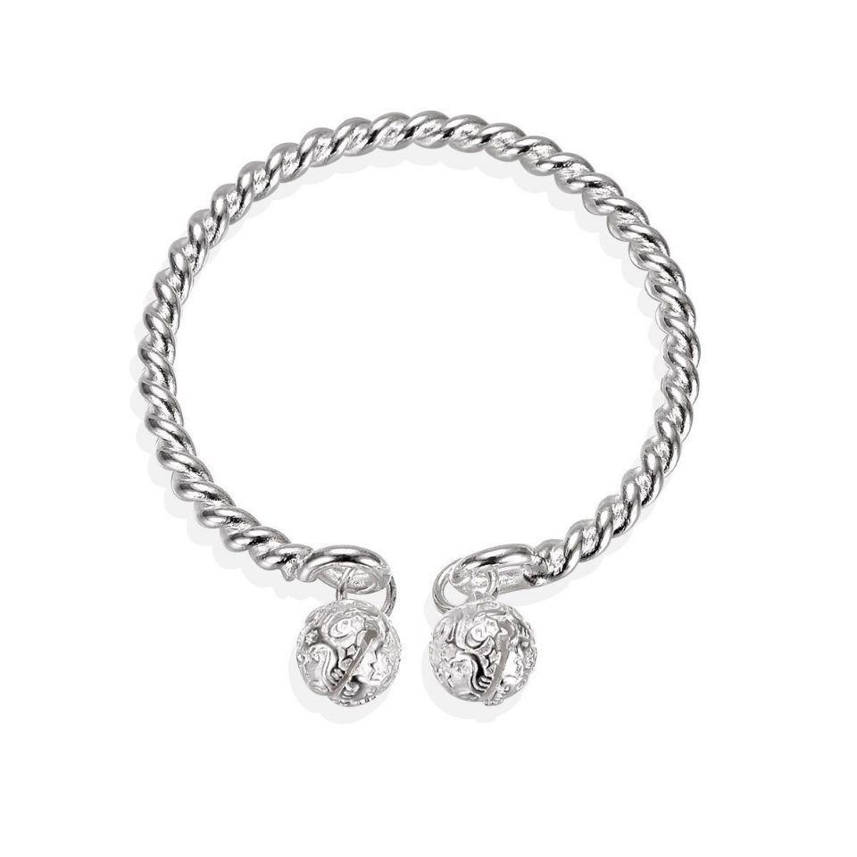 Silver plated bracelet S925 silver bracelet wedding bracelet twisted line Gong Ling ladies bell bracelet Chinese Valentine's Day couple jewelry
