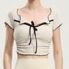 OEING French V-Neck Ruffle Crop Top