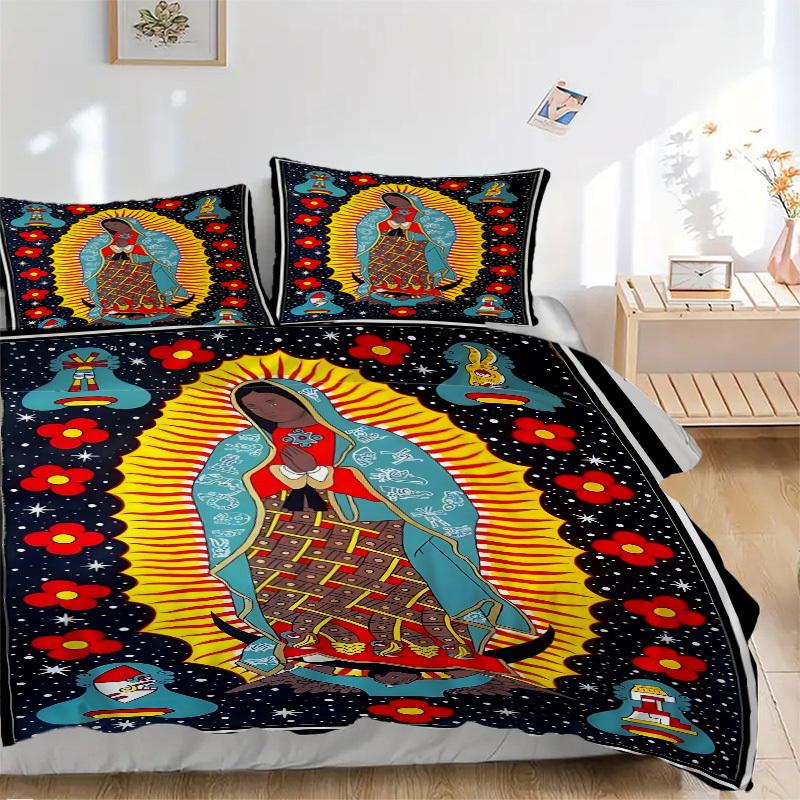 

3 шт. Комплект постельного белья «Богоматерь Гваделупская» - 1 пододеяльник + 2 наволочки(Ядро не включено), Машинная стирка, Полиэстер, Комфорт в любое время года, Кровать 135x200cm