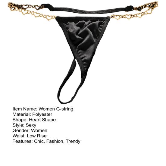 G String Thongs for Women Sexy T-back Low Rise Underwear Plus Size Cheeky Rhinestone Heart Chain Panties