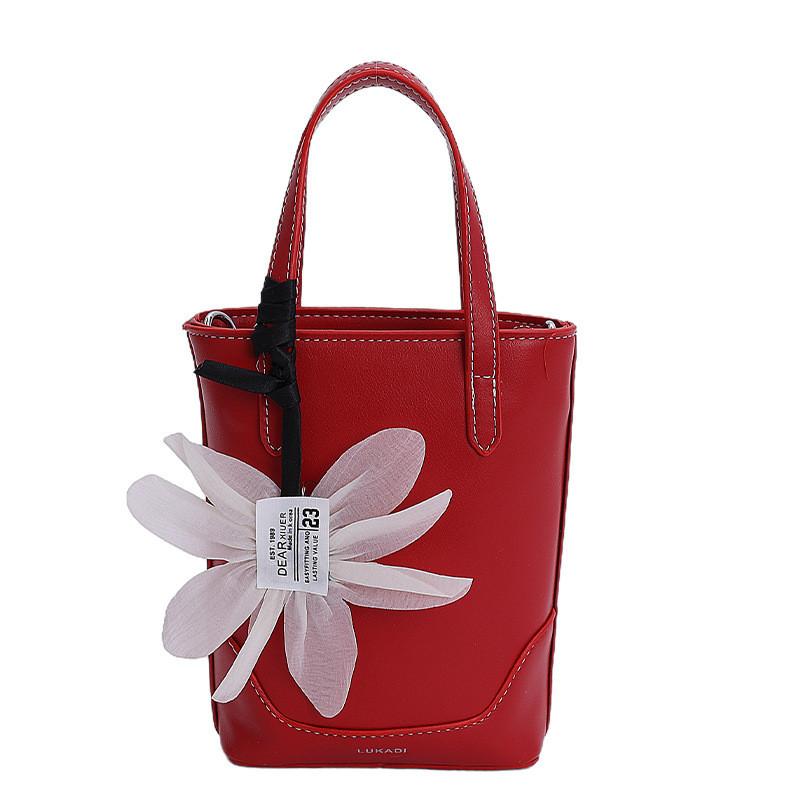 

Solid Color Water Bucket Bag For Women With Pu Material And Zip Closure For Daily Casual Use красный