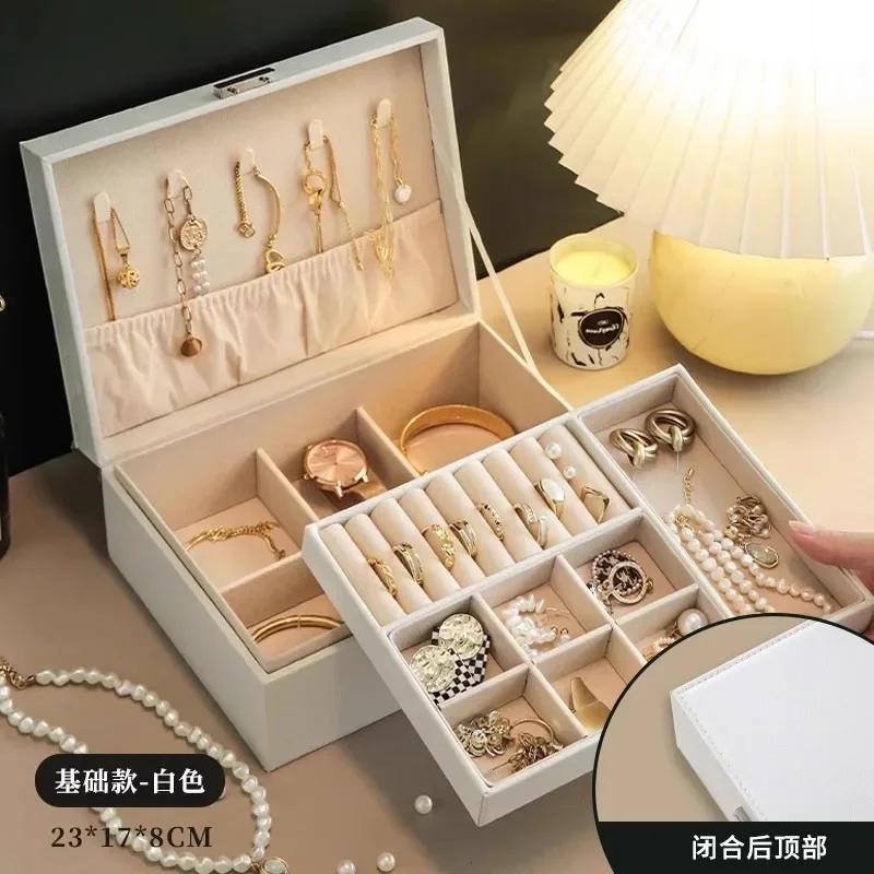 Three-layer Jewelry Storage Box for High-end Exquisite Necklaces, Earrings,Gold Jewelry and Hand Accessories with Large Capacity