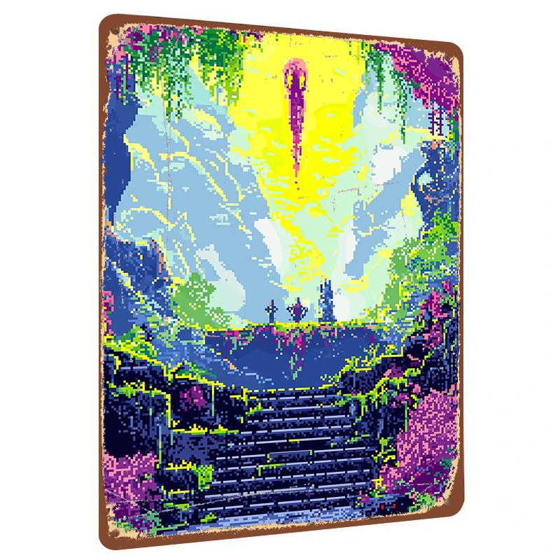 

Fantasy Glowing Castle Metal Iron Painting Home Wall Decor Art Hanging Living RoomDecorative Painting 20x30cm（7.8x11.8inch）