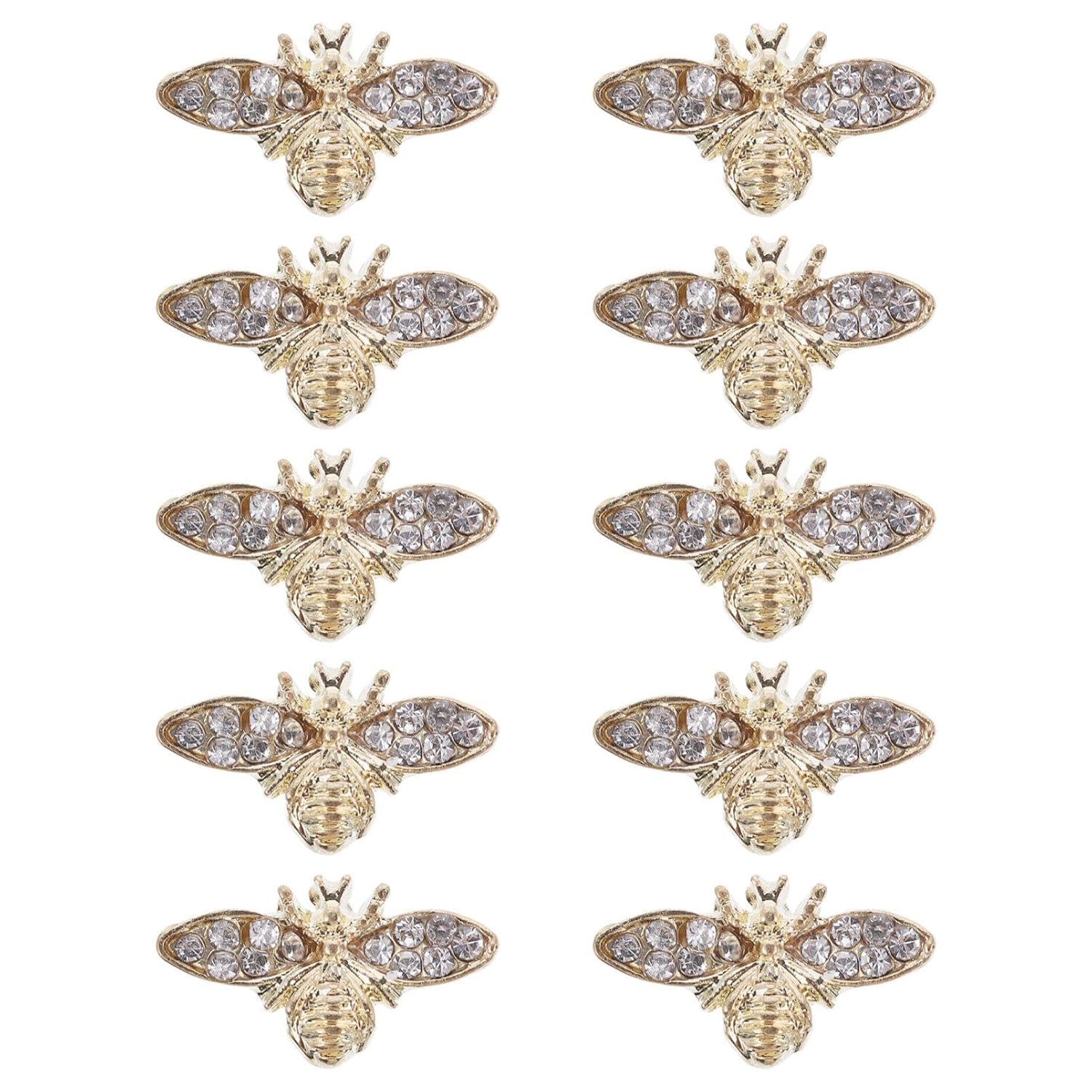 

10pcs Alloy Bee Nail Charms, Crystal Nail Art Decor, Green, Gold