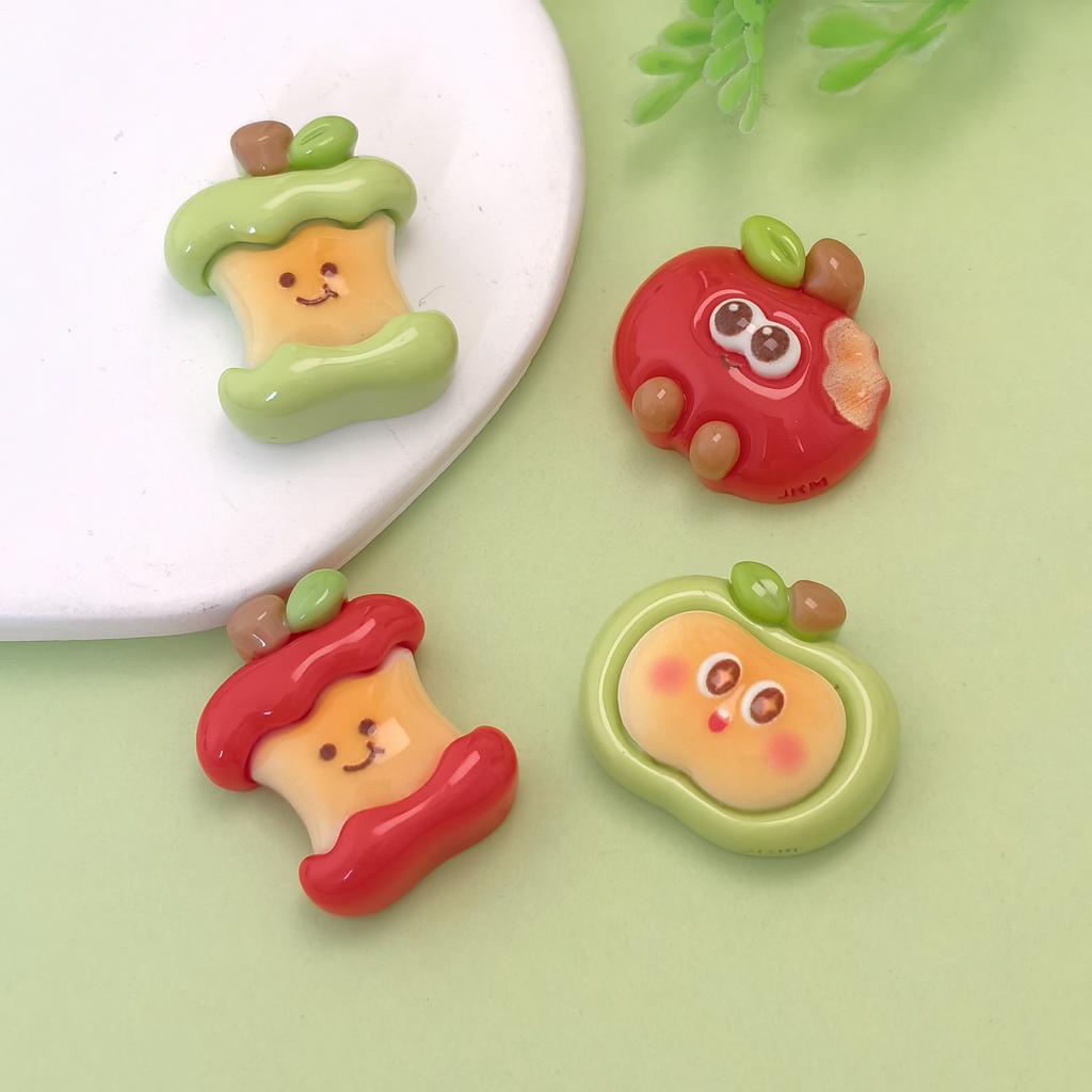 100pcs Cartoon Apple Flatback Resin Cabochon Headwear Accessories DIY Scrapbooking Crafts Phone Case Decoration