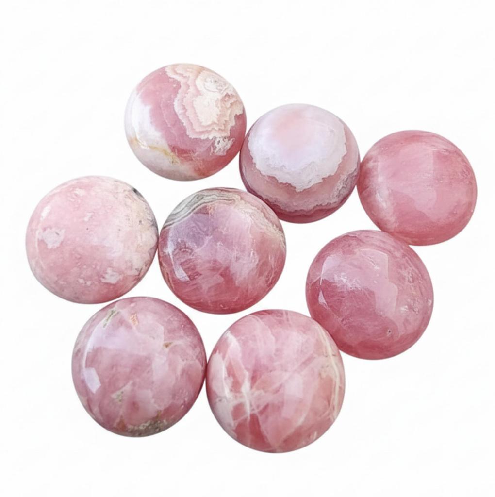 Round Rhodochrosite Gemstones - Pink and White Healing Crystal