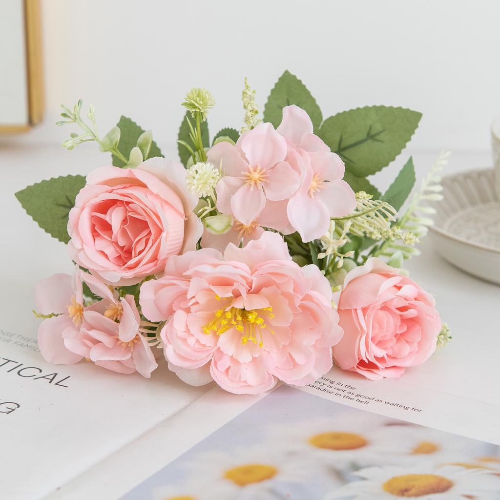 Artificial Flowers High Quality Silk Peony Hydrangea Festival Wedding Bridal Bouquet Home Room Table Vase Wreath Diy Gift Decora