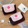 Kawaii Cartoon Strawberry Coin Purse Double Layer Durable Fabric Card Holder Mini Bag for Kids Party Favors