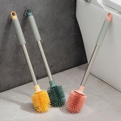 Silicone Toilet Brush Household Sponge Long Handle No Dead Corners Toilet Brush Bathroom Hanging Cleaning Brush