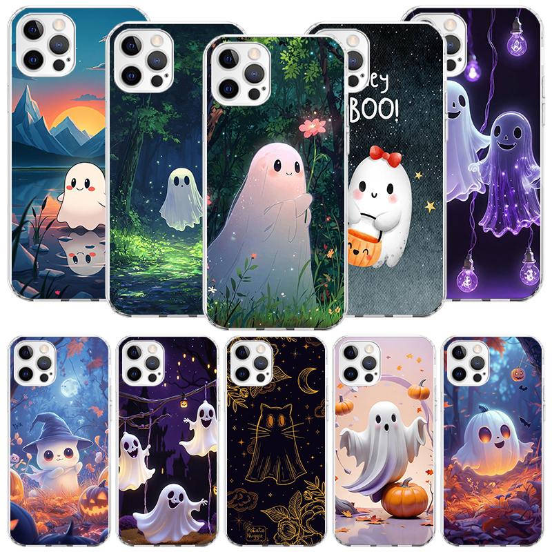 Cute Halloween Ghost Phone Case For iPhone 17 Air 16 15 Plus 11 14 Pro Max 13 Mini 12 7 8 + SE Pattern Art Customized Cover 17 A