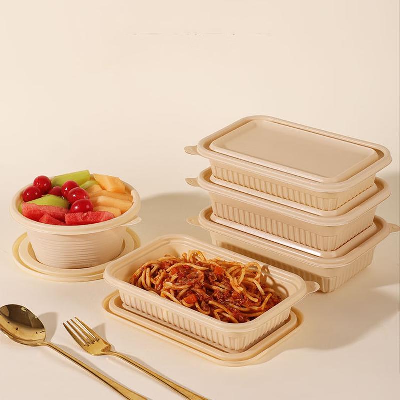 Eco-Friendly Corn Starch Disposable Square Lunch Boxes (50-Count)