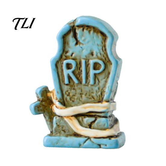 Spooky Ornaments for Indoor Plants Halloween Miniature Ornament, Skeleton Tombstone Miniature, Cute Mini Grim Reaper Bat Decor Haunted House Displays