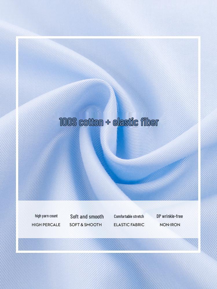 Wrinkle-Free Men's Slim-Fit Cotton Stretch Shirt, Spring/Autumn Business Style, Long Sleeve