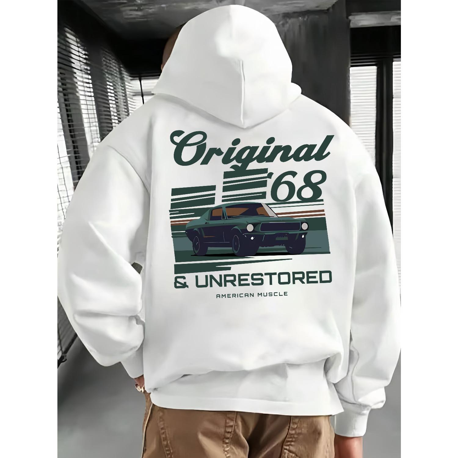

New Original Unrestored American Vintage Car Print Hoodie Print Drawstring Hood Cotton Sweatshirt Fall Winter Hoodie for Men 3XL