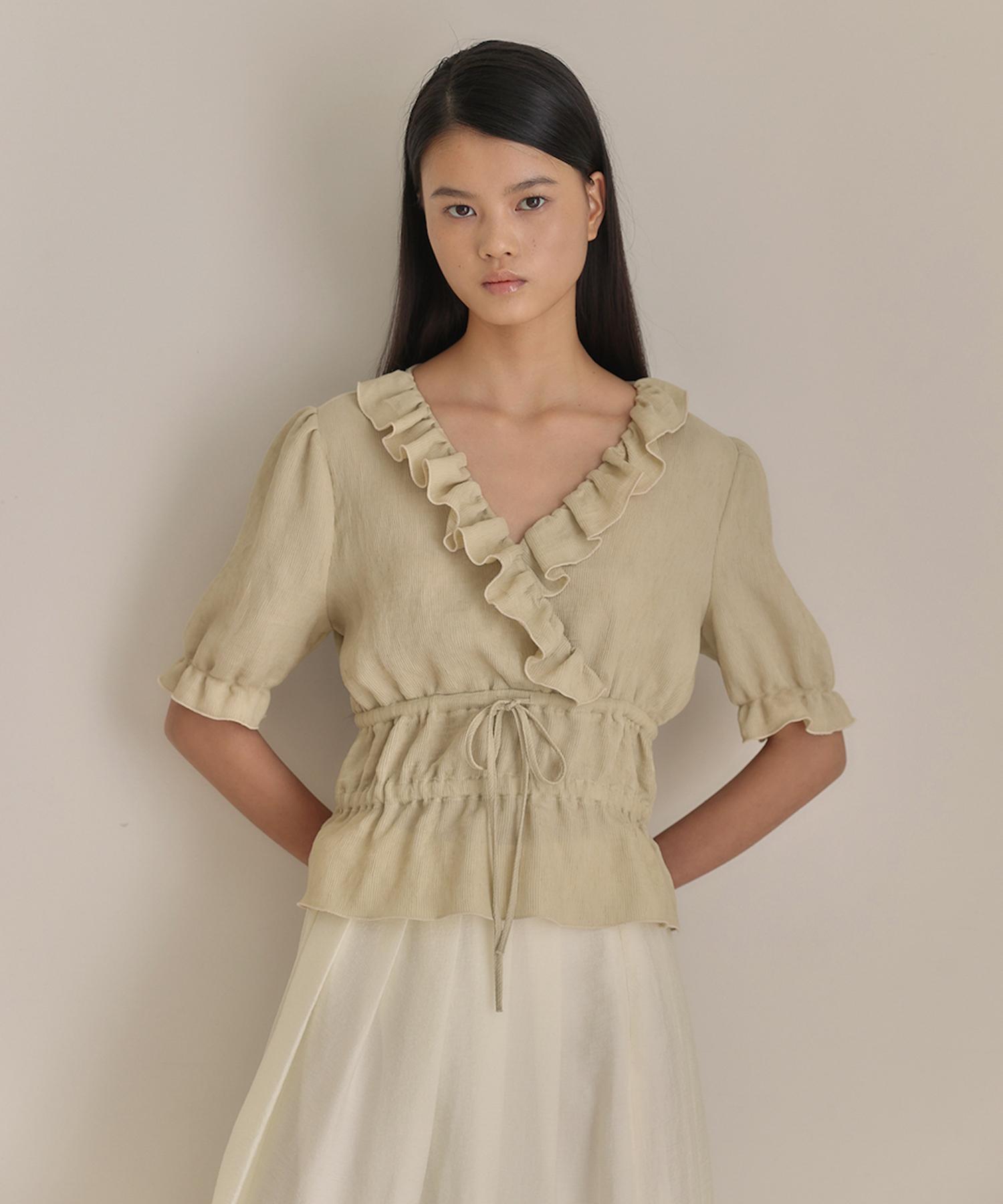 Auro French Frill Blouse [ Matcha ]