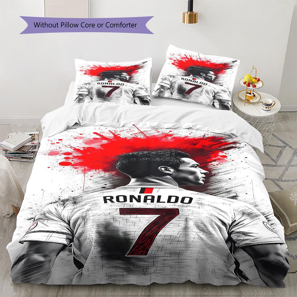 Cristiano Ronaldo Pattern Bedding,Quilt Set Quilt Cover Pillowcase Home Birthday Gift(1 * duvet cover + 2 * pillowcase, without core)