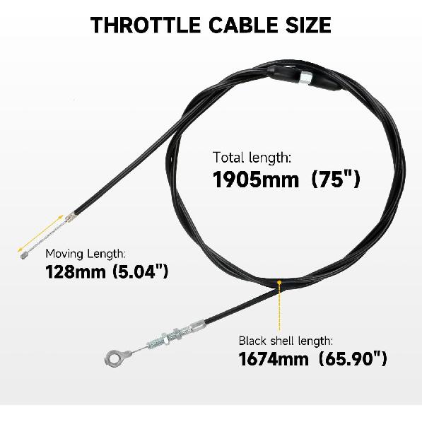 HIAORS 75 Inch Go Kart Throttle Cable Kit Compatible With Predator 212Cc 196Cc VM22 VM24 GX160 GX200 6.5Hp 5.5Hp Engine Manco ASW American Sportworks