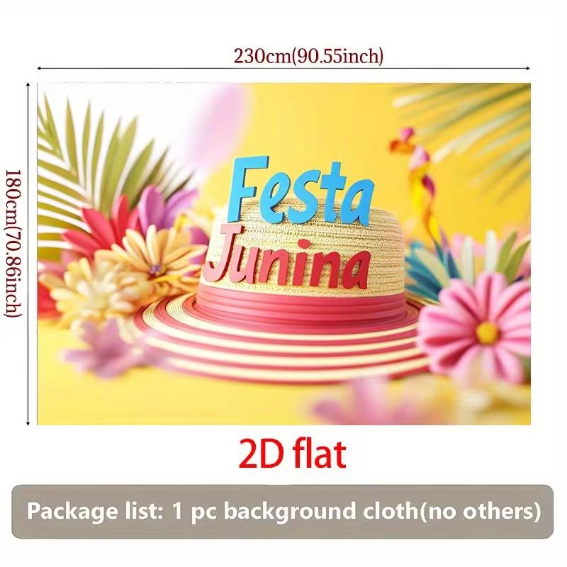 Brazilian June Festival 2D Backdrop, "Festa Junina" Floral Photo Background