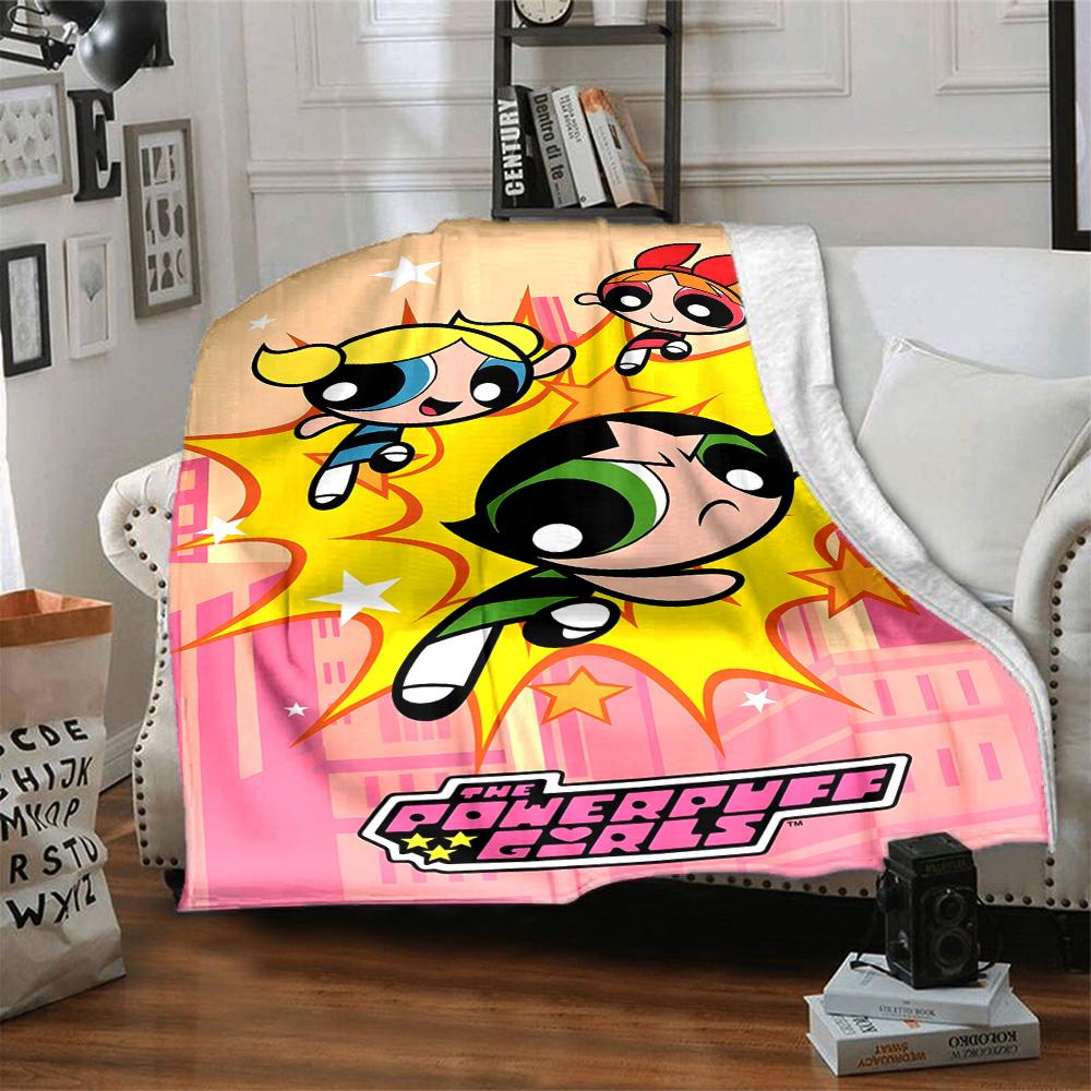 1pc Powerpuff4 Blanket, Gift, for Men and Women, Soft Blanket, Good for Sofa Bed Couch Travel, Lightweight Flannel Blanket