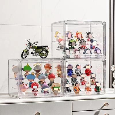 Clear Acrylic Display Case Storage Shelf with Removable Dividers Magnetic Door Transparent Design Easy Assembly Dustproof Storage