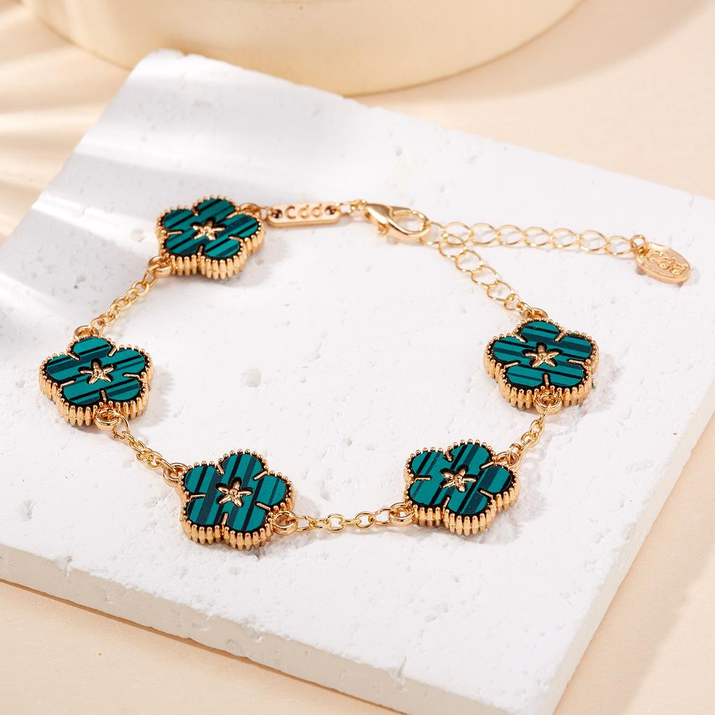 Luxury Double-sided Plum Blossoms Bracelets for Women Five Leaf Flower Adjustable Bracelets Aesthetic Party Lucky Jewelry Gift