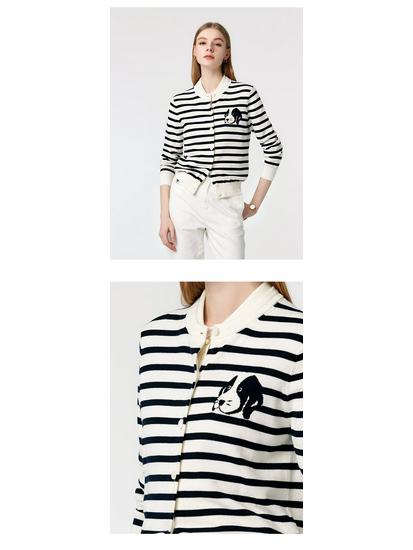 HAZZYS Women's 2025 PHIZ Striped Knit Cardigan ABYSD1CAX03