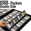 ByderPro Pocket Trading Card Holds 1088 Trading Cards Ringless Trading Card Album for Trading Sports Leather Zipper Closure Fixed Pages Tags for