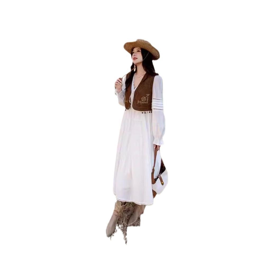 New Dopamine Spring Popular Small Fragrant Wind Tea Wear White Dress Fashion Temperament