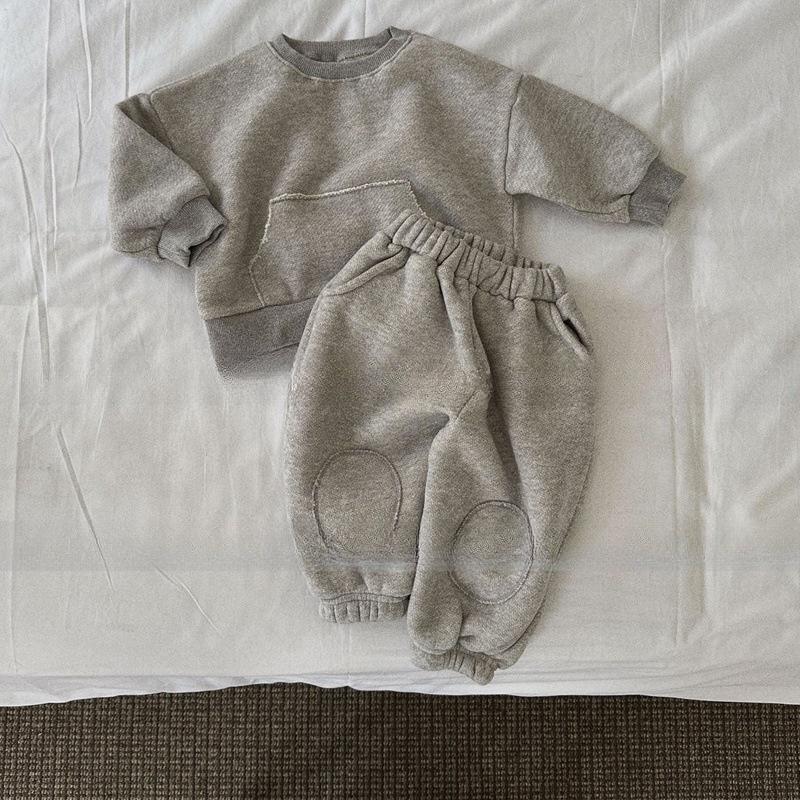 Kinder Sweatshirt Set Herbst/Winter Fleecefutter Set Jungen Mädchen Locker sitzendes Langarm Sweatshirt + Hose 2-teilig