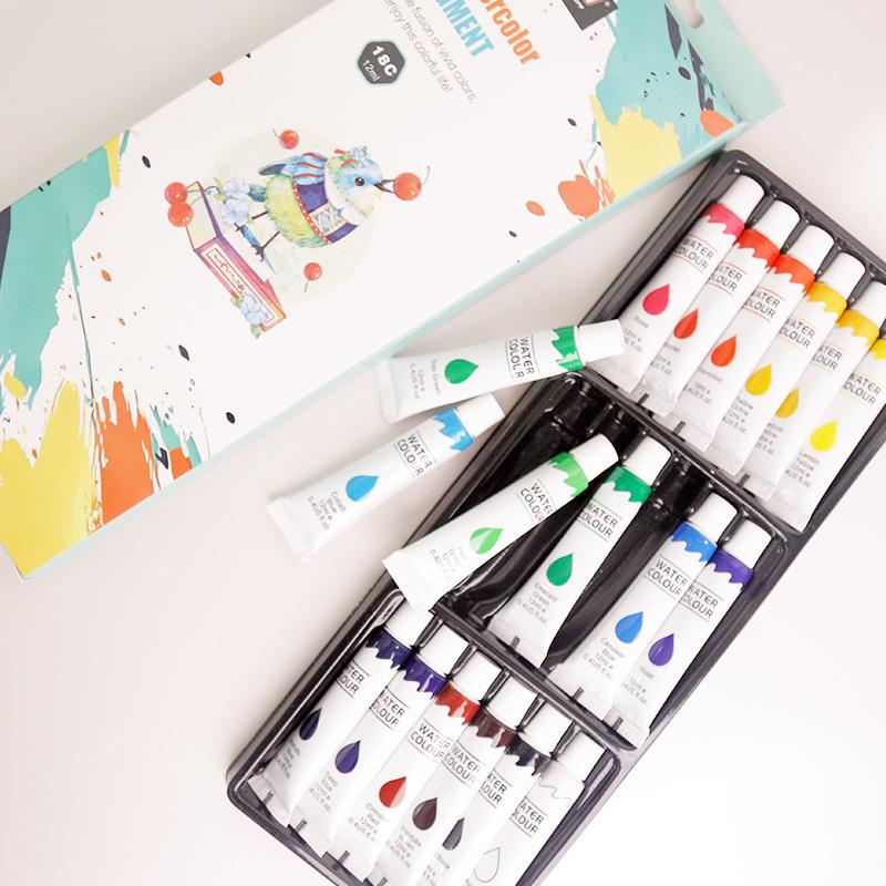 Washable Children's Watercolor Paint Set - 12, 18, or 24 Colors - Perfect for Kindergarten Art Activities