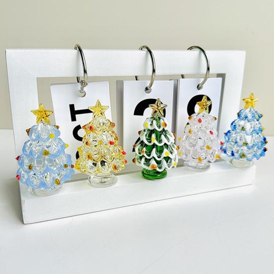 Festive Desktop Ornament Glazed Glass Christmas Tree Figurine, Handcrafted Modern Holiday Table Centerpiece for Display, Colorful Gift Friends