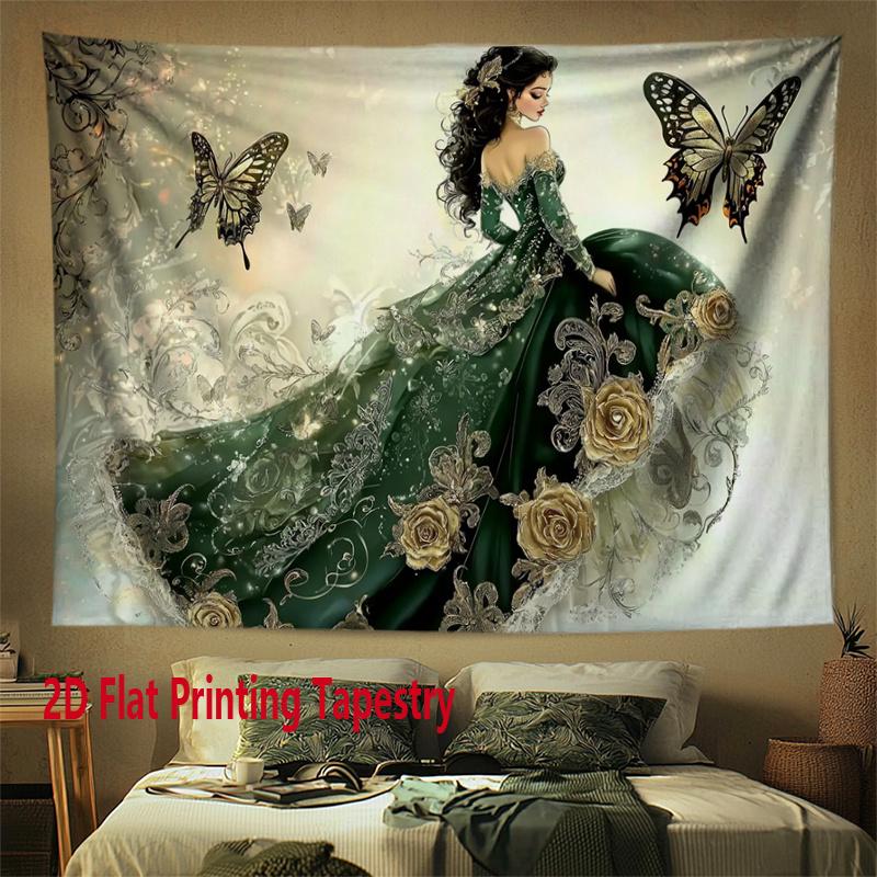 

Elegant Lady Butterfly and Rose Digital printing polyester wall tapestry suitable for use in living bedrooms offices bars party 74x94cm(29x37in)
