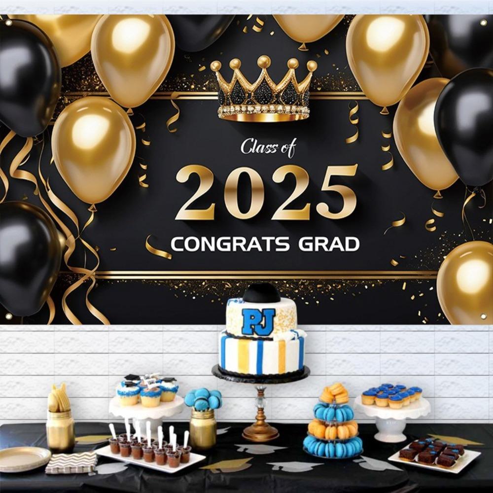 Class of 2025 Graduation Photography Backdrop 180x115cm Happy Graduation Banner  Adults Kids