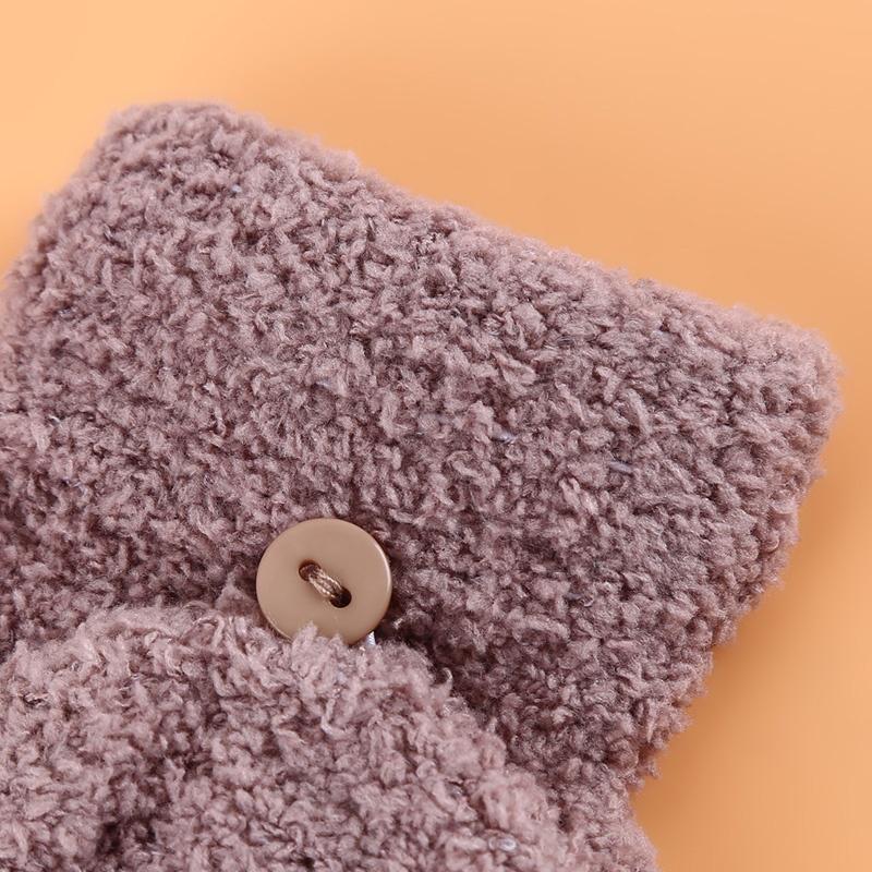 Halbfingerhandschuhe Multifunktional Umschlagbar Niedlich Korallenfleece Warm Kältefest Weich Bequem Damen Winter Warm Damen Handschuhe