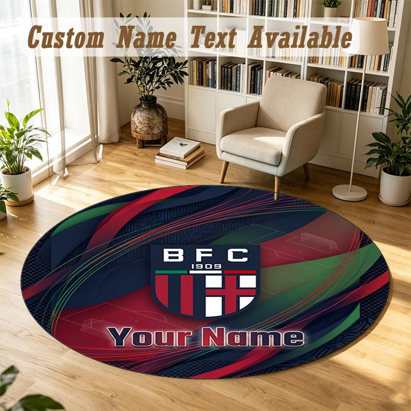 Round Rug Custom NameBologna FC Pattern Non Slip Carpet Home Floor Decor