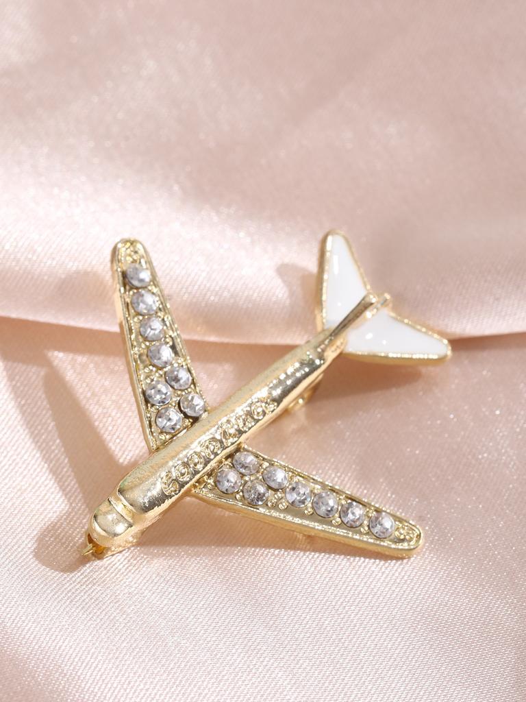 High end personalized diamond studded airplane brooch alloy jewelry exquisite brooch suit accessories wholesale