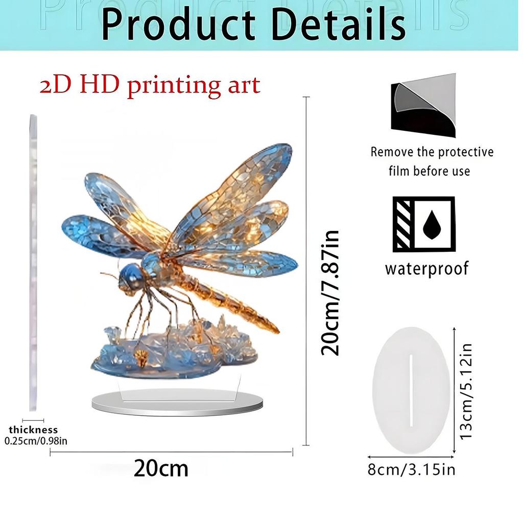 Purple Dragon & Butterfly Girl Acrylic Ornament - Home & Office Decoration