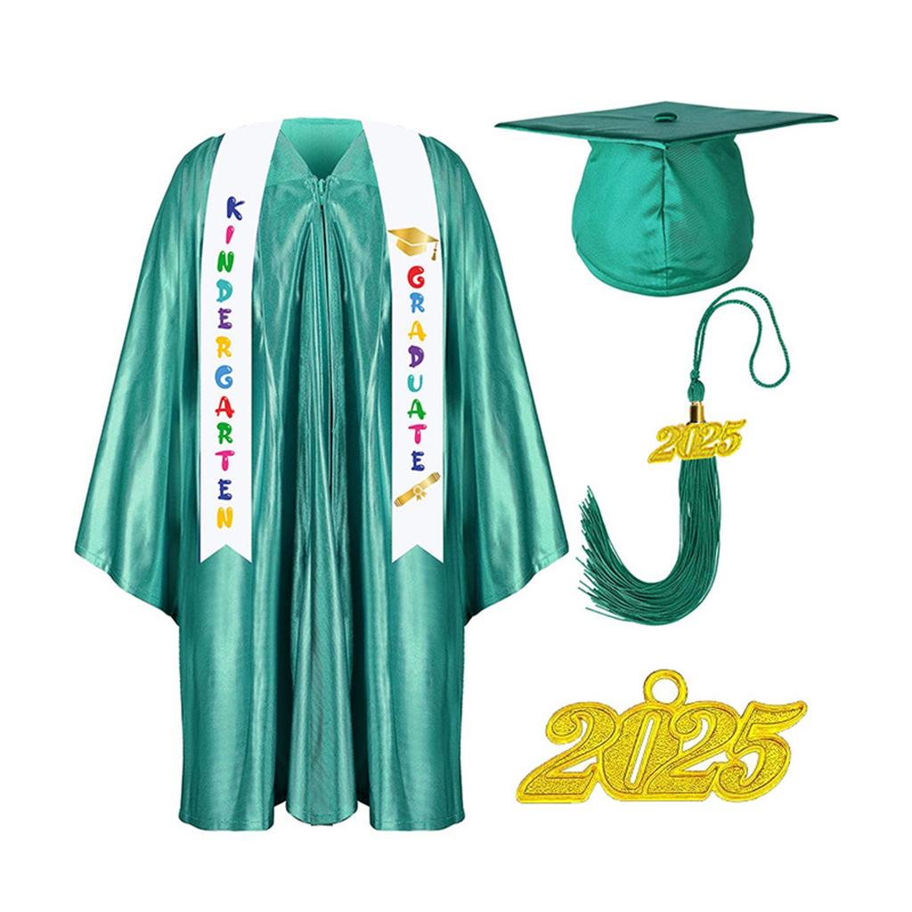 Kindergarten Graduation Cap With Tassel & Printed Gown. Perfect For Memorable Pos And Ceremonies