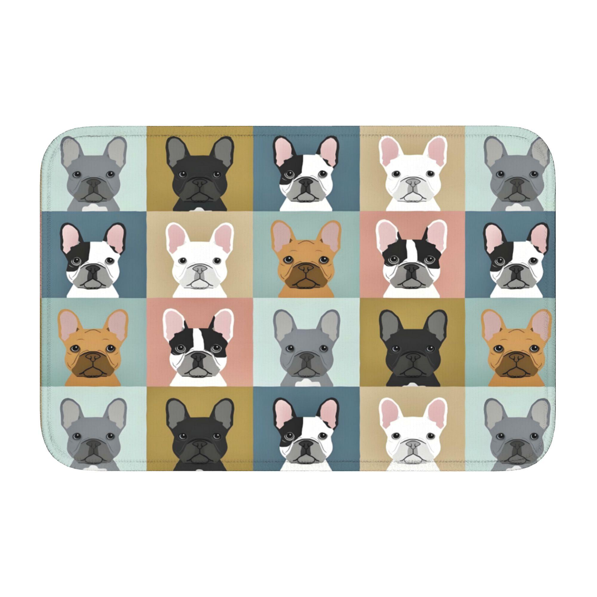 Tapis de porte personnalisé drôle Bouledogue Français Frenchies Antidérapant Tapis de sol Cuisine Salle de bain Chambre Balcon Entrée de porte Tapis Tapis 40cm x 60cm