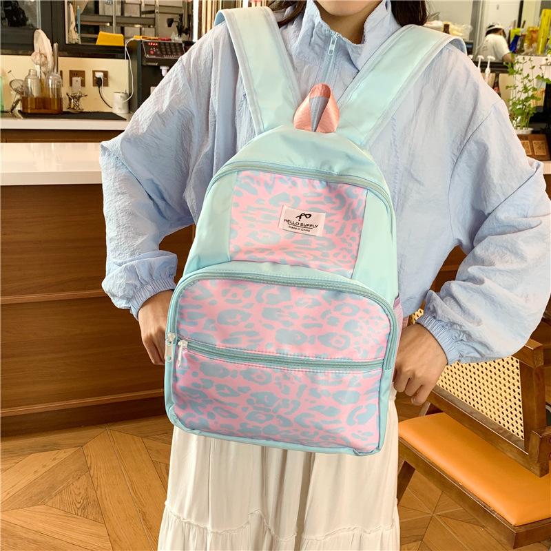 Schoolbag High Value Korean Version Design Sense Leopard Print Primary School Students Backpack Commuting Casual Versatile Fresh Summer Lightweight 
